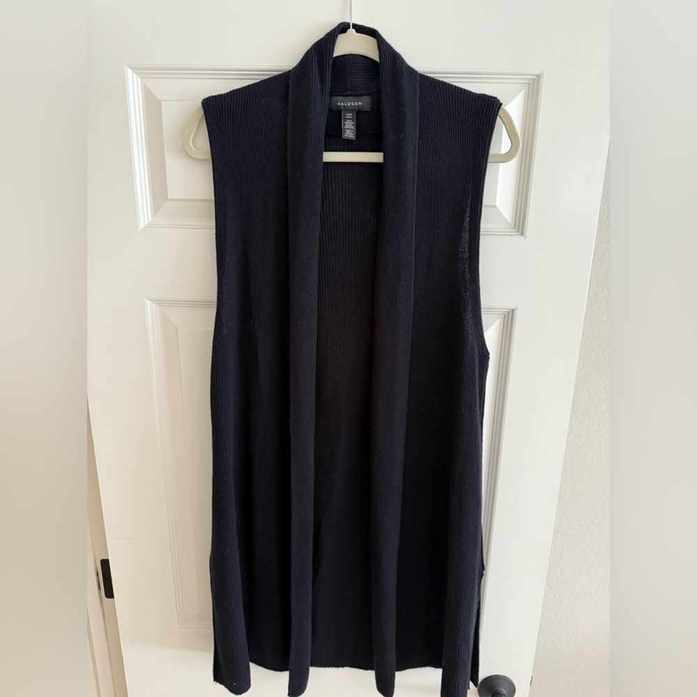Halogen Cashmere Knitted Longline Sweater Vest One Size